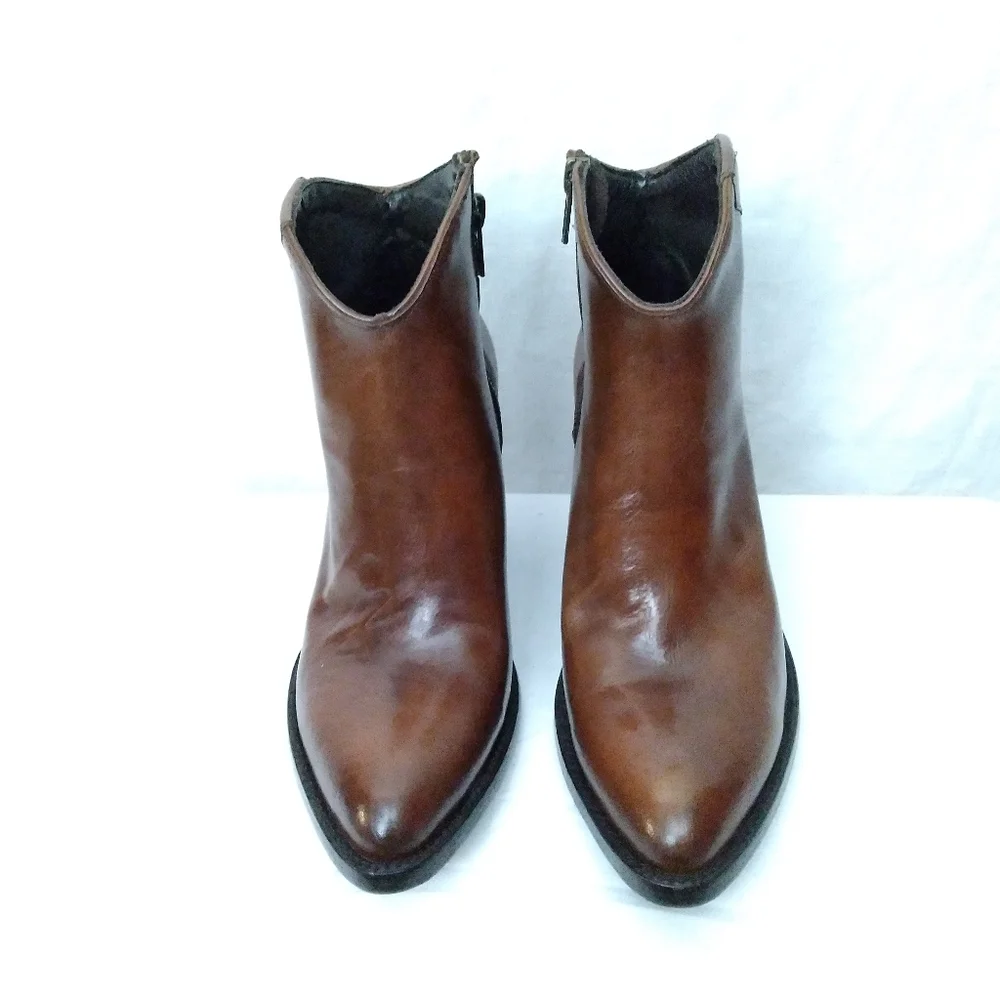 Final Sale  - ALLENS Brown Leather Western Style Dress Boots - Picture 2 of 7